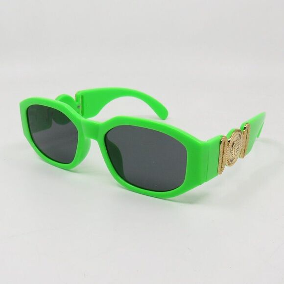 Fashion Sunglasses Retro Green/Grey Gold Logo Vintage Fashion Irregular Frame - Picture 1 of 4